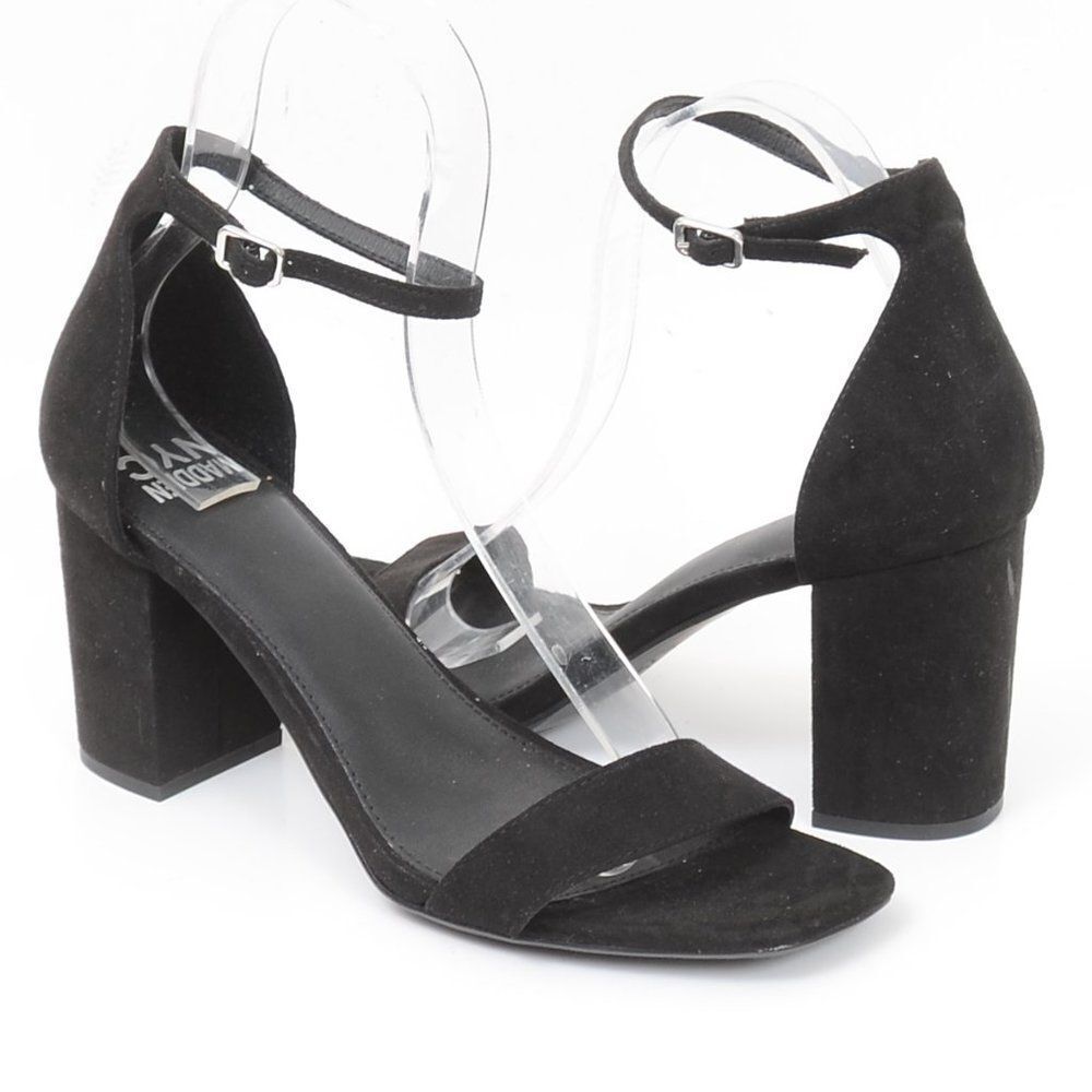 NEW Steve Madden Tiaa Women's 10 Single Band Black‎ Chunky Heels Office Business